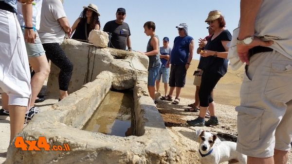 שוקת המים הבנוייה כחלק מהבור